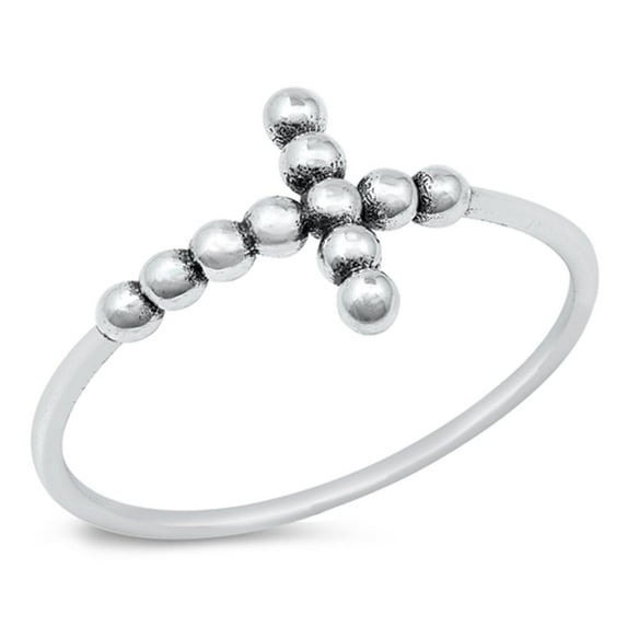 CHOOSE YOUR COLOR Sideways Cross Bubble Ring .925 Sterling Silver Band Jewelry Female Male Size 9