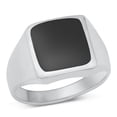 thumbnail image 1 of CHOOSE YOUR COLOR Signet Simulated Black Onyx Ring .925 Sterling Silver Band CZ Female Size 9, 1 of 4