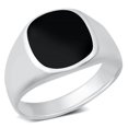 thumbnail image 1 of CHOOSE YOUR COLOR Signet Simulated Black Onyx Wholesale Ring .925 Sterling Silver Band CZ Female Size 10, 1 of 4