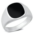 thumbnail image 1 of CHOOSE YOUR COLOR Signet Simulated Black Onyx Wholesale Ring .925 Sterling Silver Band CZ Female Size 12, 1 of 4