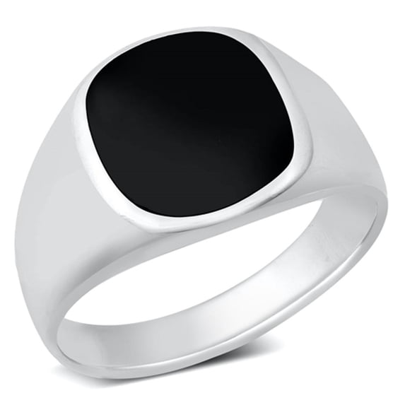 CHOOSE YOUR COLOR Signet Simulated Black Onyx Wholesale Ring .925 Sterling Silver Band CZ Female Size 7