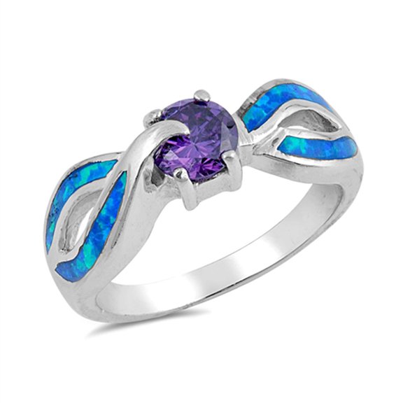 CHOOSE YOUR COLOR Simulated Amethyst Blue Simulated Opal Infinity Knot Ring 925 Sterling Silver Band Purple CZ Female Size 6