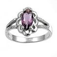 thumbnail image 1 of CHOOSE YOUR COLOR Simulated Amethyst Cutout Promise Ring 925 Sterling Silver Band Purple CZ Female Size 1, 1 of 4