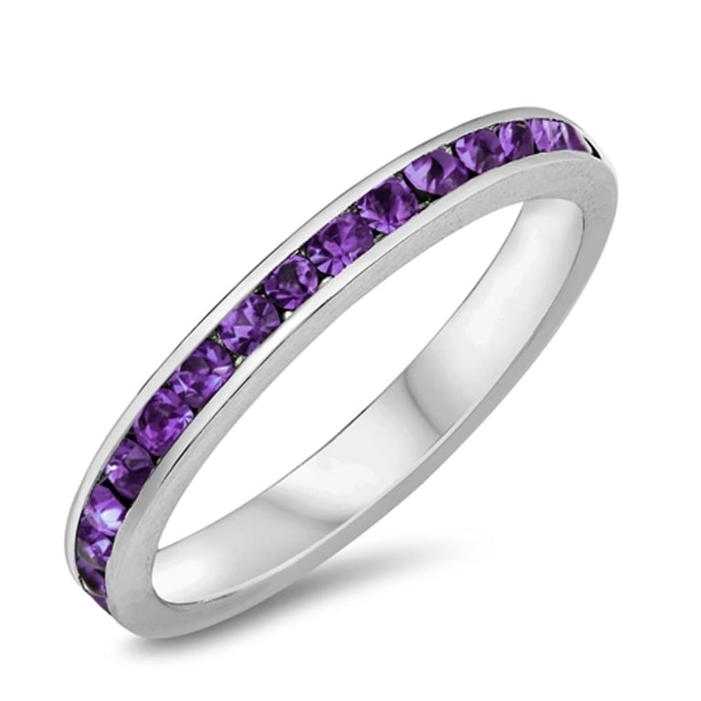 Elegant 925 Sterling Silver Purple Amethyst Charm Wedding  Elegant Sterling Silver and Purple Women\'s Ring main image 1