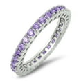 thumbnail image 1 of CHOOSE YOUR COLOR Simulated Amethyst Eternity Stackable Ring .925 Sterling Silver Band Purple CZ Female Size 5, 1 of 4