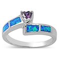 thumbnail image 1 of CHOOSE YOUR COLOR Simulated Amethyst Heart Love Ring 925 Sterling Silver Band Purple CZ Female Size 9, 1 of 4