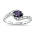 thumbnail image 1 of CHOOSE YOUR COLOR Simulated Amethyst Modern Elegant Solitaire Ring .925 Sterling Silver Band Purple CZ Female Size 6, 1 of 4