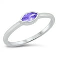 thumbnail image 1 of CHOOSE YOUR COLOR Simulated Amethyst Promise Ring .925 Sterling Silver Band Purple CZ Female Size 9, 1 of 4