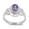 thumbnail image 1 of CHOOSE YOUR COLOR Simulated Amethyst Solitaire Ring .925 Sterling Silver Band Purple CZ Female Size 5, 1 of 4