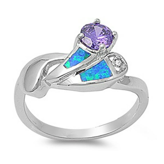 CHOOSE YOUR COLOR Simulated Amethyst Teardrop Ring .925 Sterling Silver Band Purple CZ Female Size 5