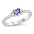 thumbnail image 1 of CHOOSE YOUR COLOR Simulated Amethyst Traditional Promise Ring .925 Sterling Silver Band Purple CZ Female Size 8, 1 of 4