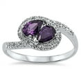 thumbnail image 1 of CHOOSE YOUR COLOR Simulated Amethyst Vintage Shine Teardrop Ring .925 Sterling Silver Band Purple CZ Female Size 5, 1 of 4