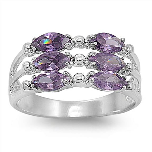 CHOOSE YOUR COLOR Simulated Amethyst Vintage Victorian Elegant Ring .925 Sterling Silver Band Purple CZ Female Size 6