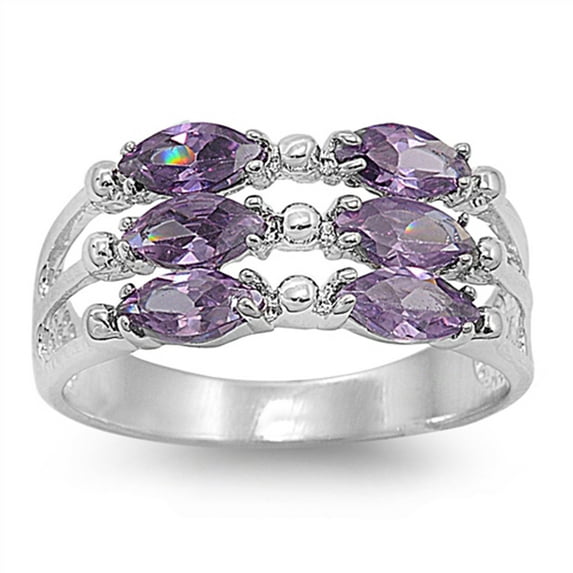 CHOOSE YOUR COLOR Simulated Amethyst Vintage Victorian Elegant Ring .925 Sterling Silver Band Purple CZ Female Size 8