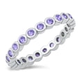thumbnail image 1 of CHOOSE YOUR COLOR Simulated Amethyst Wholesale Eternity Ring .925 Sterling Silver Band Purple CZ Female Size 9, 1 of 4