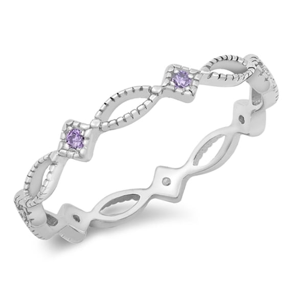 CHOOSE YOUR COLOR Simulated Amethyst Wholesale Statement Ring .925 Sterling Silver Band Purple CZ Female Size 7