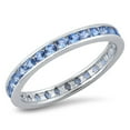 thumbnail image 1 of CHOOSE YOUR COLOR Simulated Aquamarine Elegant Ring Sterling Silver Band Blue CZ Female Size 7, 1 of 4