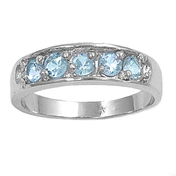 CHOOSE YOUR COLOR Simulated Aquamarine Studded Halo Ring .925 Sterling Silver Band Blue CZ Female Size 1