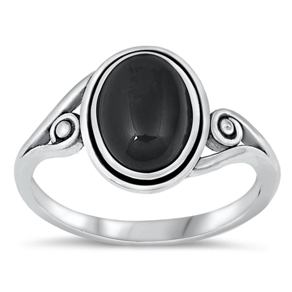 CHOOSE YOUR COLOR Simulated Black Onyx Cocktail Ring .925 Sterling Silver Band CZ Female Size 4
