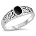 thumbnail image 1 of CHOOSE YOUR COLOR Simulated Black Onyx Flower Cutout Ring .925 Sterling Silver Band CZ Female Size 5, 1 of 4
