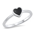 thumbnail image 1 of CHOOSE YOUR COLOR Simulated Black Onyx Heart Promise Purity Ring .925 Sterling Silver Band CZ Female Size 4, 1 of 4