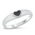 thumbnail image 1 of CHOOSE YOUR COLOR Simulated Black Onyx Heart Promise Ring .925 Sterling Silver Band CZ Female Size 7, 1 of 4