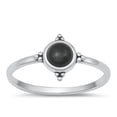 thumbnail image 1 of CHOOSE YOUR COLOR Simulated Black Onyx Ring .925 Sterling Silver Bali Band CZ Female Size 8, 1 of 4