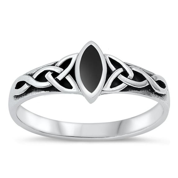 CHOOSE YOUR COLOR Simulated Black Onyx Ring .925 Sterling Silver Band CZ Jewelry Female Size 7