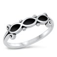 thumbnail image 1 of CHOOSE YOUR COLOR Simulated Black Onyx Ring .925 Sterling Silver Band CZ Jewelry Female Size 9, 1 of 4