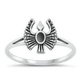 thumbnail image 1 of CHOOSE YOUR COLOR Simulated Black Onyx Rising Phoenix Ring .925 Sterling Silver Bird Band CZ Female Size 6, 1 of 4