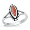 thumbnail image 1 of CHOOSE YOUR COLOR Simulated Coral Bali Ring .925 Sterling Silver Postmodern Band Red CZ Female Size 9, 1 of 4