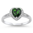 thumbnail image 1 of CHOOSE YOUR COLOR Simulated Emerald Heart Solitaire Ring .925 Sterling Silver Band Green CZ Female Size 4, 1 of 4