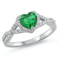 thumbnail image 1 of CHOOSE YOUR COLOR Simulated Emerald Infinity Knot Heart Promise Ring .925 Sterling Silver Band Green CZ Female Size 10, 1 of 4