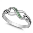 thumbnail image 1 of CHOOSE YOUR COLOR Simulated Emerald Infinity Rope Ring 925 Sterling Silver Thumb Band Green CZ Female Size 10, 1 of 4