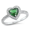 thumbnail image 1 of CHOOSE YOUR COLOR Simulated Emerald Love Heart Promise Ring .925 Sterling Silver Band Green CZ Female Size 7, 1 of 4