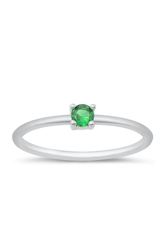 CHOOSE YOUR COLOR Simulated Emerald Ring .925 Sterling Silver Band Green CZ Female Size 6