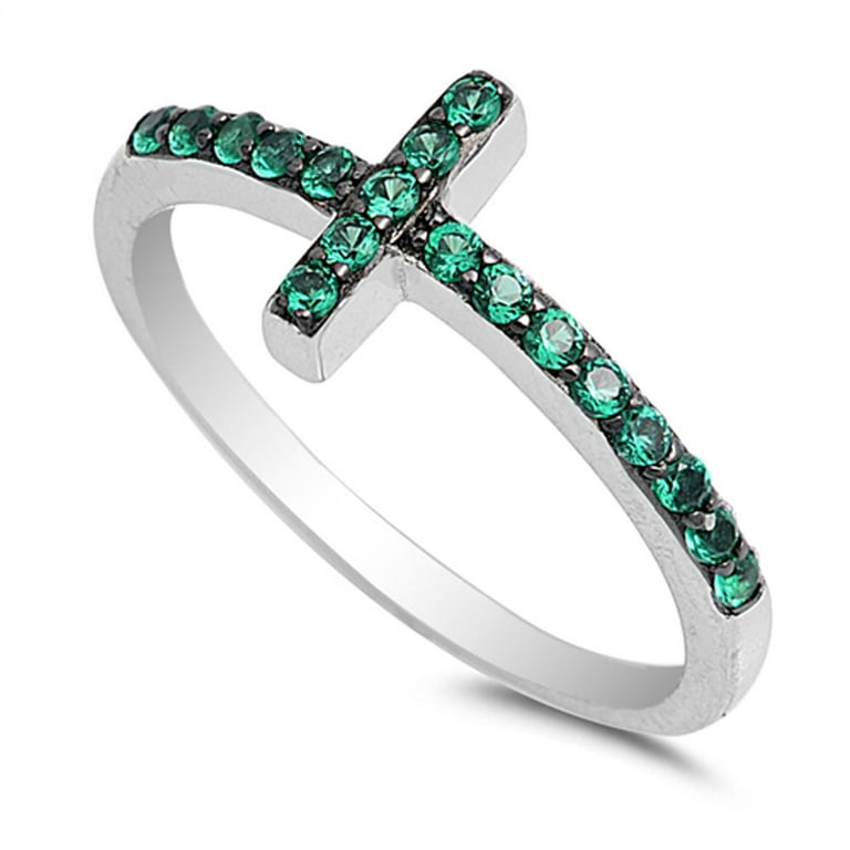 Emerald cross ring deals