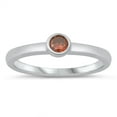 thumbnail image 1 of CHOOSE YOUR COLOR Simulated Garnet Circle Ring .925 Sterling Silver Band Red CZ Female Size 3, 1 of 4