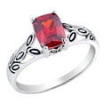 thumbnail image 1 of CHOOSE YOUR COLOR Simulated Garnet Leaf Marquise Solitaire Ring .925 Sterling Silver Band Red CZ Female Size 5, 1 of 4