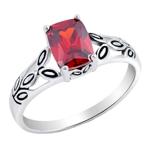 CHOOSE YOUR COLOR Simulated Garnet Leaf Marquise Solitaire Ring .925 Sterling Silver Band Red CZ Female Size 5