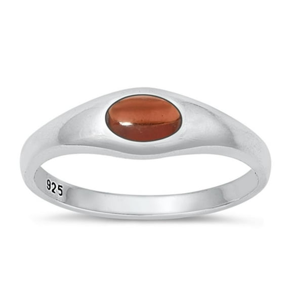 CHOOSE YOUR COLOR Simulated Garnet Promise Minimalist Ring .925 Sterling Silver Band Red CZ Female Size 2