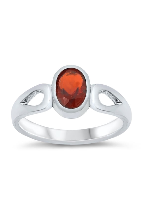 CHOOSE YOUR COLOR Simulated Garnet Promise Ring .925 Sterling Silver Band Red CZ Female Size 5