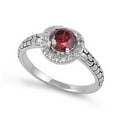 thumbnail image 1 of CHOOSE YOUR COLOR Simulated Garnet Promise Solitaire Wedding Ring 925 Sterling Silver Band Red CZ Female Size 9, 1 of 4