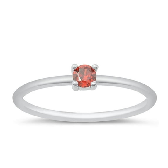 CHOOSE YOUR COLOR Simulated Garnet Ring .925 Sterling Silver Solitaire Band Red CZ Female Size 8