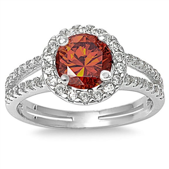 CHOOSE YOUR COLOR Simulated Garnet Solitaire Ring 925 Sterling Silver Band Red CZ Female Size 5