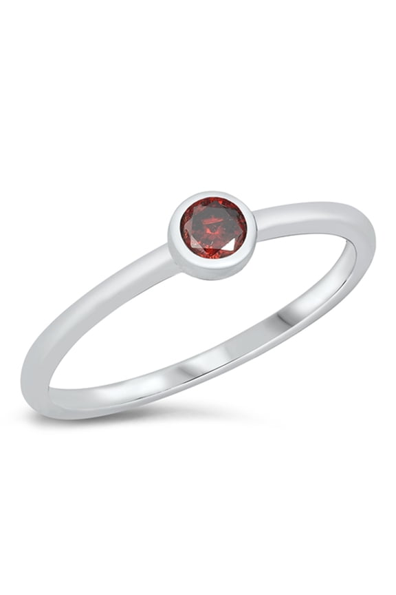 CHOOSE YOUR COLOR Simulated Garnet Tiny Dainty Ring .925 Sterling Silver Band Red CZ Female Size 4