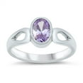 thumbnail image 1 of CHOOSE YOUR COLOR Simulated Lavender Cutout Ring .925 Sterling Silver Band Purple CZ Female Size 1.5, 1 of 4