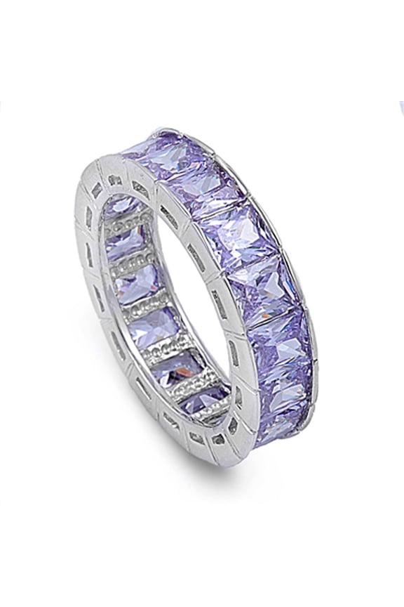 CHOOSE YOUR COLOR Simulated Lavender Eternity Ring .925 Sterling Silver Thumb Band Purple CZ Female Size 7