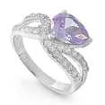 thumbnail image 1 of CHOOSE YOUR COLOR Simulated Lavender Modern Teardrop Loop Ring .925 Sterling Silver Band Purple CZ Female Size 7, 1 of 4