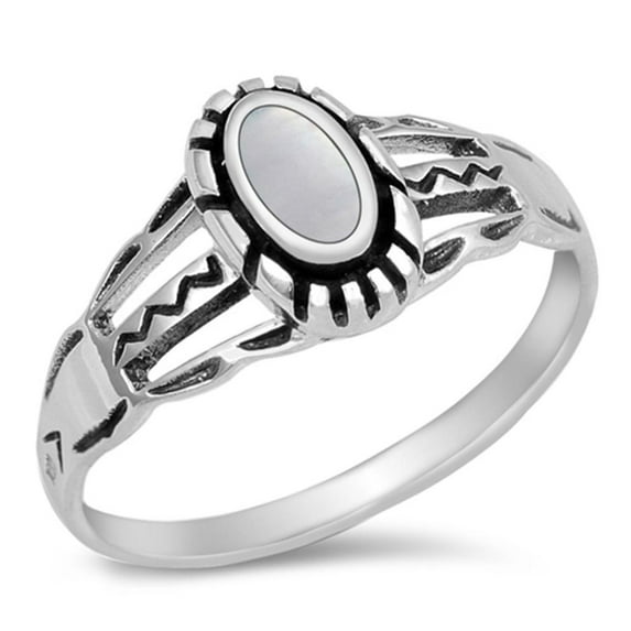 CHOOSE YOUR COLOR Simulated Mother of Pearl Cutout Ring .925 Sterling Silver Band Jewelry Female Size 8